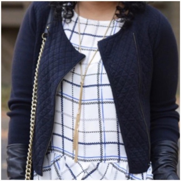 Elle Quilted Moto Textured Cardi Sweater EUC - Picture 10 of 11